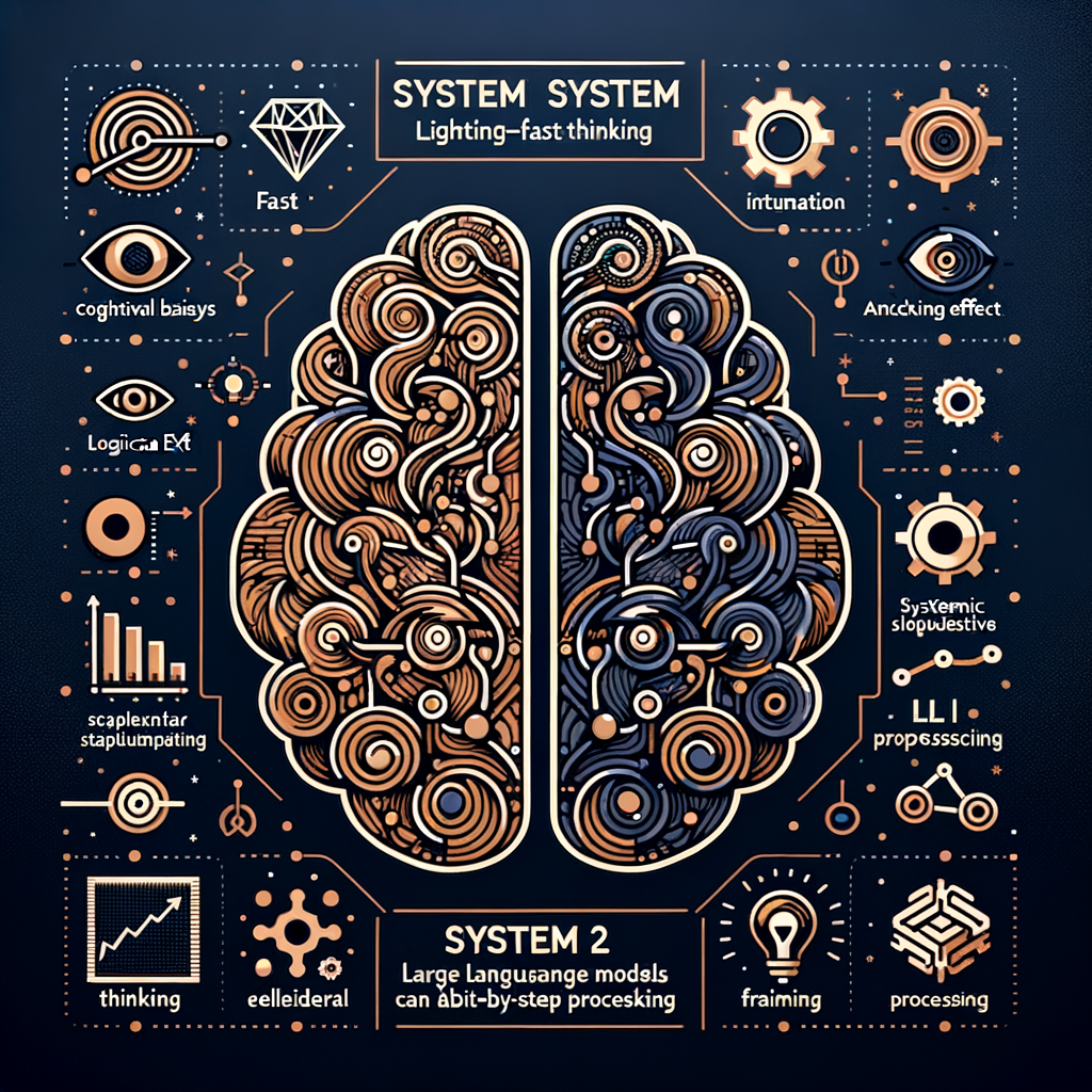 Illustration of System 1 fast intuitive thinking versus System 2 slow deliberate thinking, with an AI model bridging both